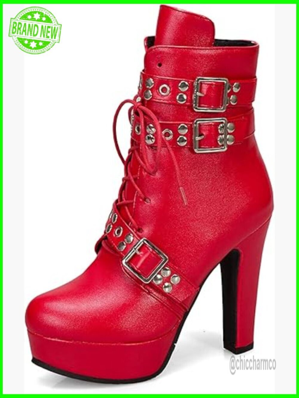 Women's Combat Boots Chunky Platform Ankle Booties Lace Up Knight Biker Boots
